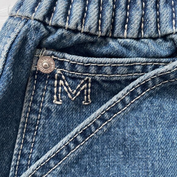 Merlette Women's Denim Shorts 32 Pollock Mid Blue Wash Wide Leg Jean Hi-Rise - Picture 7 of 9